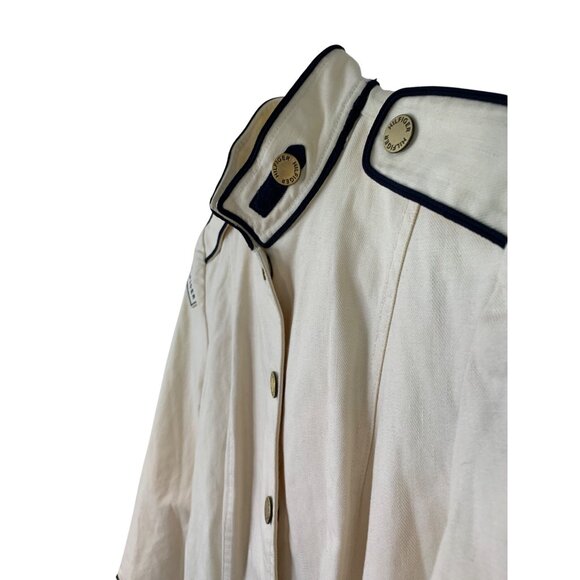 New VTG Rare Tommy Hilfiger S Military Denim Coat Logo Buttons Cream RHH10579 - Picture 7 of 12